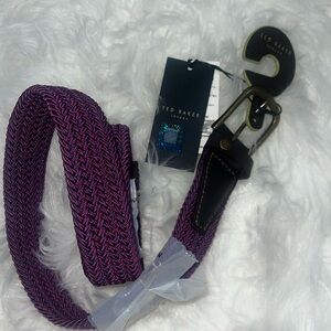 Ted Baker SZ L/XL Braided Purple/Navy Textile & Brown Leather Belt